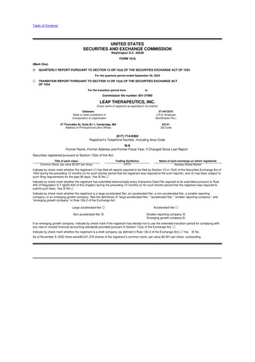 Thumbnail Leap Therapeutics
 10-Q Quarterly Report FY2022 Q3