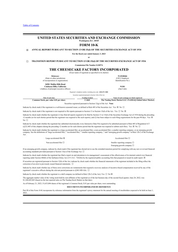 Thumbnail The Cheesecake Factory
 10-K Annual Report 2023