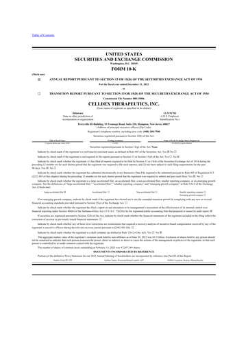 Thumbnail Celldex Therapeutics 10-K Annual Report 2022