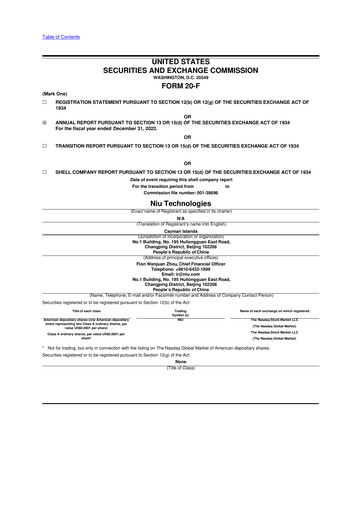 Vorschaubild Niu Technologies 20-F Jahresbericht 2022