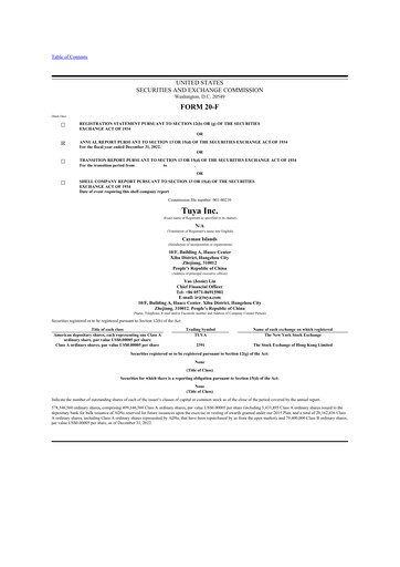 Vorschaubild Tuya Inc. 20-F Jahresbericht 2022