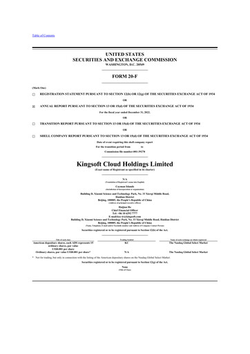 Miniature Kingsoft Cloud 20-F Rapport annuel 2022