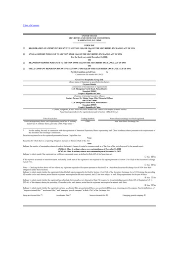 Thumbnail GreenTree Hospitality Group 20-F Annual Report 2022