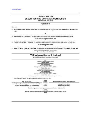 Vorschaubild TH International (Tims China) 20-F Jahresbericht 2022