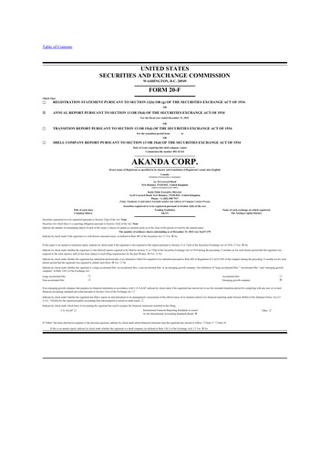 Thumbnail Akanda 20-F Annual Report 2022