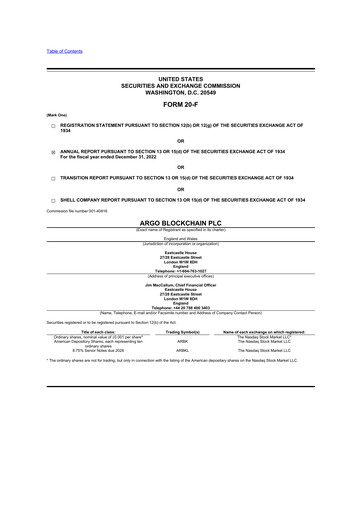 Thumbnail Argo Blockchain 20-F Annual Report 2022