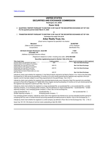 Thumbnail Arbor Realty Trust
 10-Q Quarterly Report FY2023 