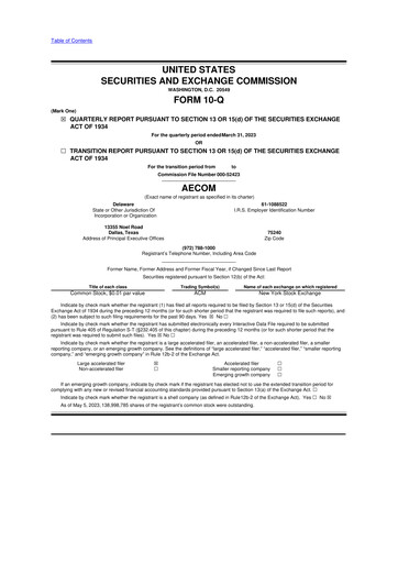 Thumbnail AECOM 10-Q Quarterly Report FY2023 