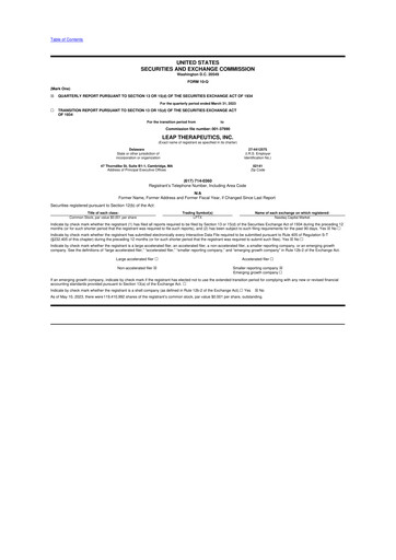 Thumbnail Leap Therapeutics
 10-Q Quarterly Report FY2023 Q1