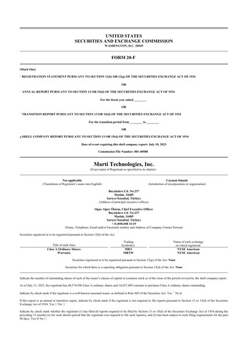 Thumbnail Marti Technologies 20-F Annual Report 