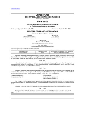 Thumbnail Monster Beverage 10-Q Quarterly Report FY2023 