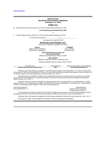 Thumbnail Interlink Electronics 10-Q Quarterly Report FY 