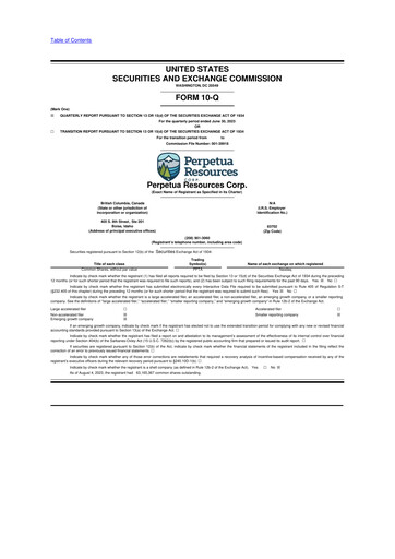 Miniature Perpetua Resources 10-Q Rapport trimestriel  