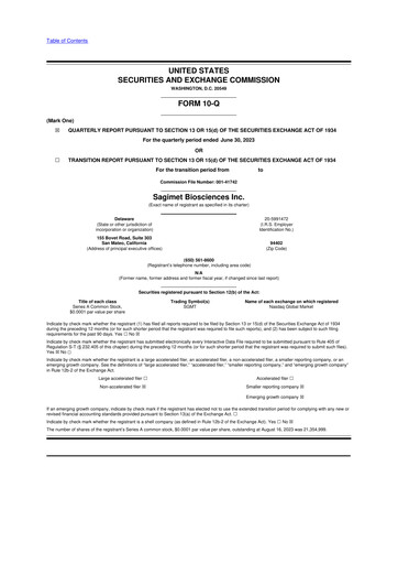 Thumbnail Sagimet Biosciences 10-Q Quarterly Report FY 