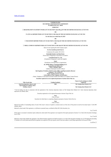 Vorschaubild Lead Real Estate 20-F Jahresbericht 2023