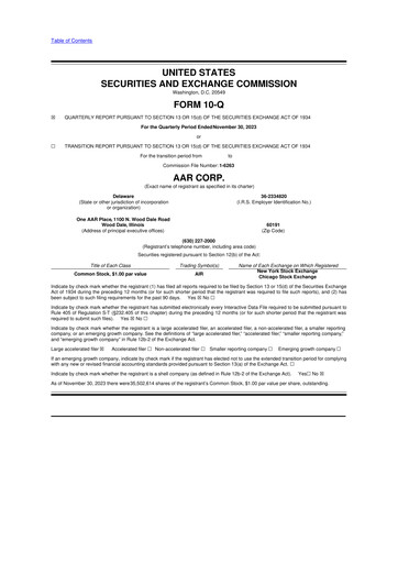 Thumbnail AAR 10-Q Quarterly Report FY2024 