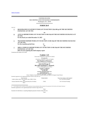 Thumbnail Cadeler A/S 20-F Annual Report 2023