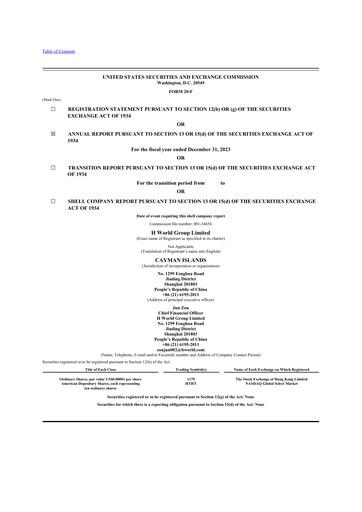 Thumbnail H World Group Limited 20-F Annual Report 2023