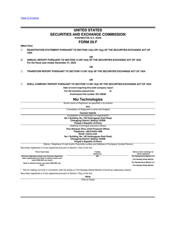 Vorschaubild Niu Technologies 20-F Jahresbericht 2023
