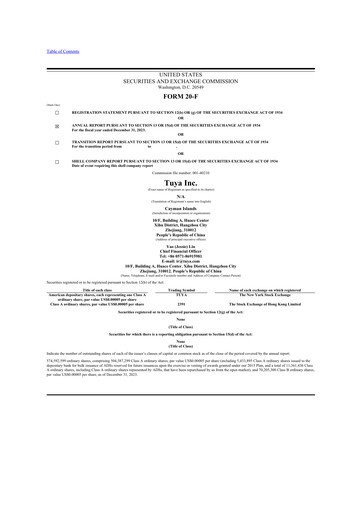 Vorschaubild Tuya Inc. 20-F Jahresbericht 2023