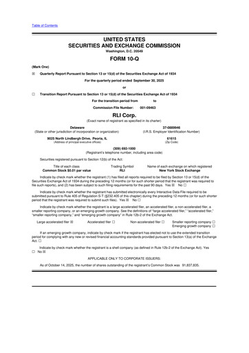 Vorschaubild RLI Corp.
 10-Q Quartalsbericht 2025 