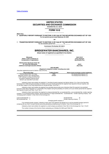 Thumbnail Bridgewater Bancshares 10-Q Quarterly Report FY2025 