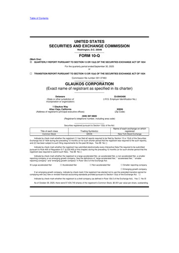 Thumbnail Glaukos 10-Q Quarterly Report FY 