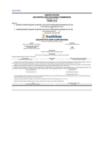 Thumbnail South State Corp 10-Q Quarterly Report FY2025 