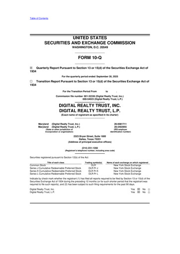 Thumbnail Digital Realty 10-Q Quarterly Report FY 