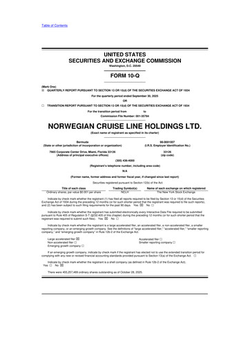 Thumbnail Norwegian Cruise Line
 10-Q Quarterly Report FY2025 