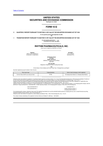 Miniature Rhythm Pharmaceuticals 10-Q Rapport trimestriel 2025 