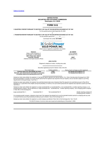 Thumbnail Solid Power 10-Q Quarterly Report FY 