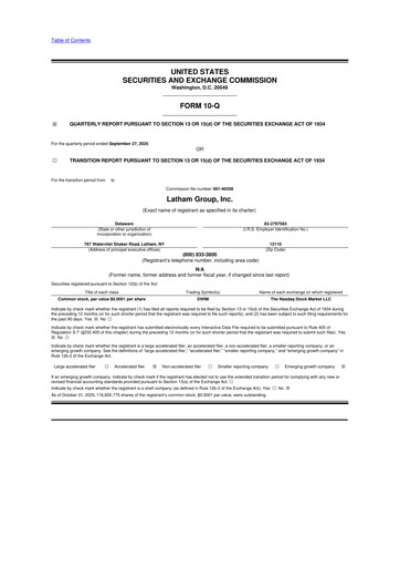 Thumbnail Latham Group 10-Q Quarterly Report FY2025 