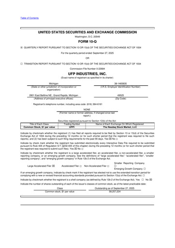 Thumbnail UFP Industries
 10-Q Quarterly Report FY2025 