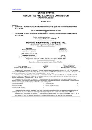 Thumbnail Mayville Engineering Company 10-Q Quarterly Report FY2025 