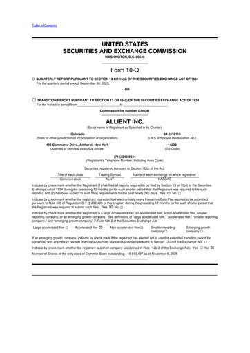Thumbnail Allient 10-Q Quarterly Report FY2025 