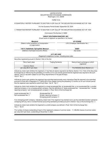 Miniature Great Southern Bancorp 10-Q Rapport trimestriel 2025 