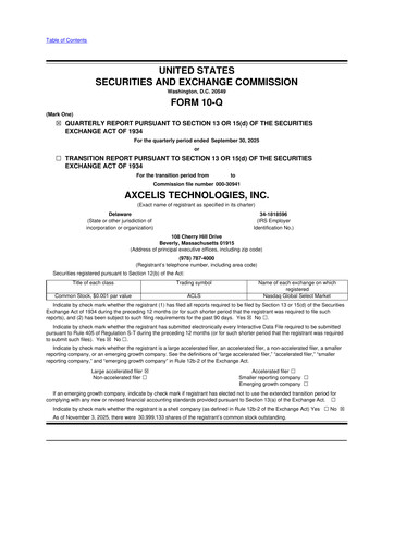 Thumbnail Axcelis Technologies
 10-Q Quarterly Report FY2025 