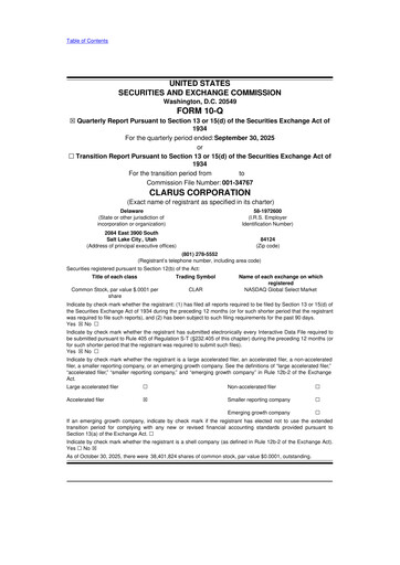 Thumbnail Clarus
 10-Q Quarterly Report FY2025 