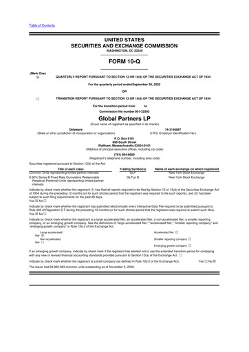 Thumbnail Global Partners LP 10-Q Quarterly Report FY2025 