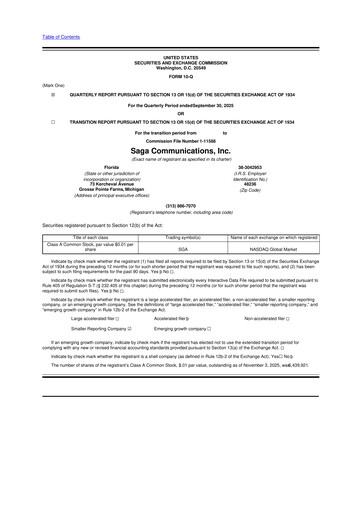 Thumbnail Saga Communications 10-Q Quarterly Report FY2025 