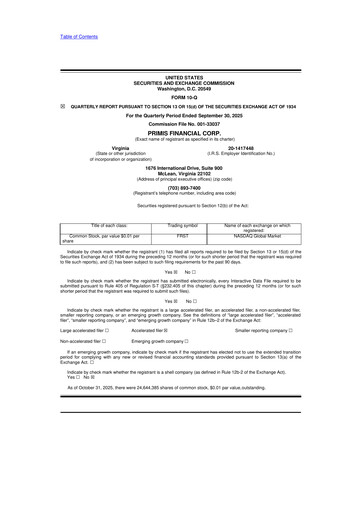Thumbnail Primis Financial 10-Q Quarterly Report FY2025 