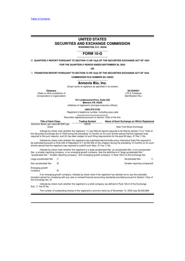 Thumbnail Annovis Bio 10-Q Quarterly Report FY 