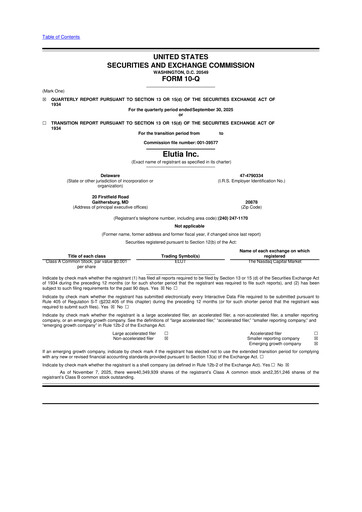 Thumbnail Elutia 10-Q Quarterly Report FY2025 