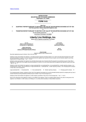 Vorschaubild Liberty Live Holdings 10-Q Quartalsbericht 2025 