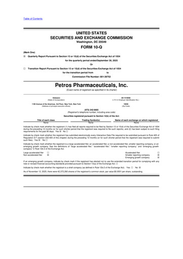 Miniature Petros Pharmaceuticals 10-Q Rapport trimestriel 2025 