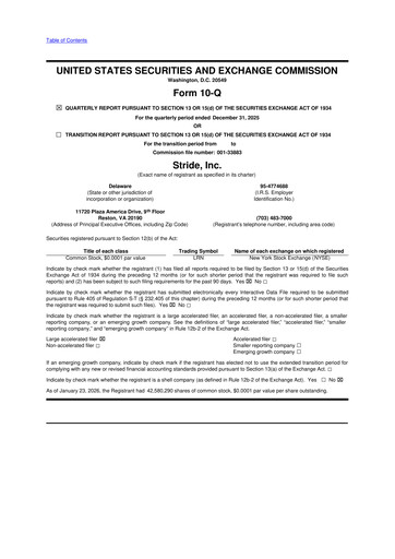Miniature Stride (K12 Education)
 10-Q Rapport trimestriel 2026 