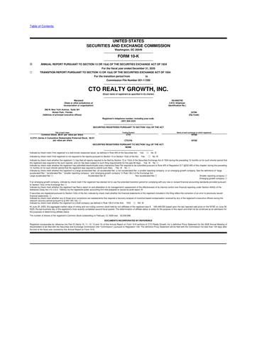 Thumbnail CTO Realty Growth 10-K Annual Report 2025