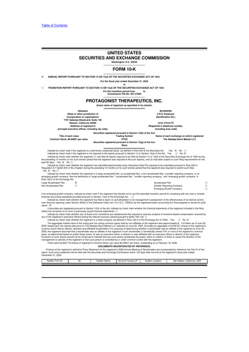 Thumbnail Protagonist Therapeutics
 10-K Annual Report 2025