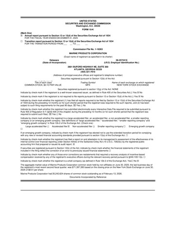 Thumbnail Marine Products Corporation 10-K Annual Report 